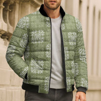 Vesuvian Green Palaka Quilt Hawaii Bomber Puffer Jacket Traditional Hawaii-plaid Pattern - Polynesian Pride