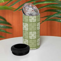 Vesuvian Green Palaka Quilt Hawaii 4 in 1 Can Cooler Tumbler Traditional Hawaii-plaid Pattern - Polynesian Pride