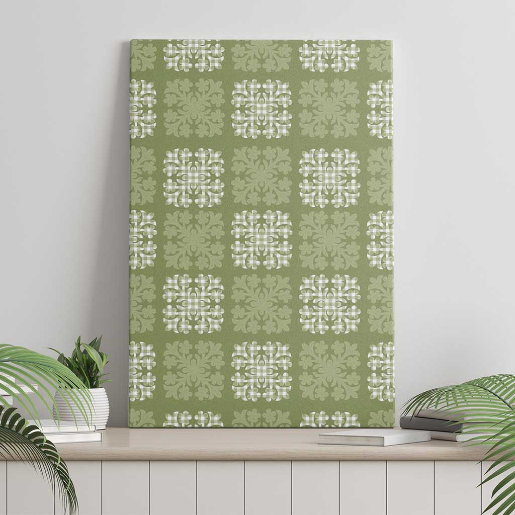 Vesuvian Green Palaka Quilt Hawaii Canvas Wall Art Traditional Hawaii-plaid Pattern - Polynesian Pride
