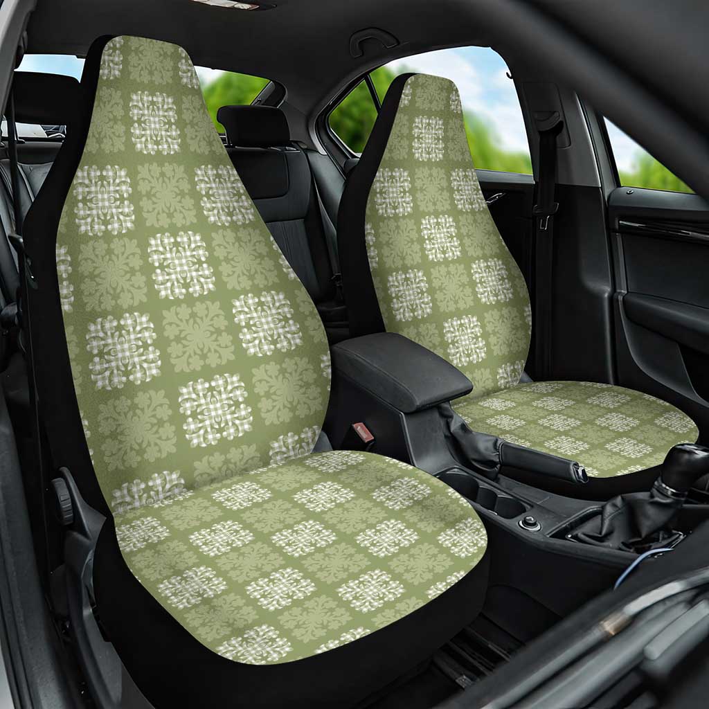 Vesuvian Green Palaka Quilt Hawaii Car Seat Cover Traditional Hawaii-plaid Pattern - Polynesian Pride