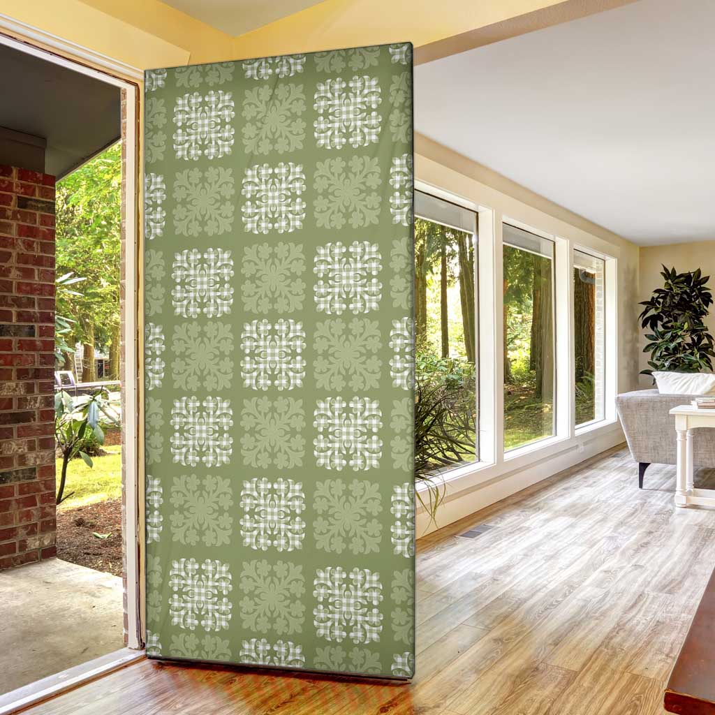 Vesuvian Green Palaka Quilt Hawaii Door Cover Traditional Hawaii-plaid Pattern - Polynesian Pride
