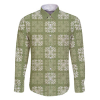 Vesuvian Green Palaka Quilt Hawaii Family Matching Off The Shoulder Long Sleeve Dress and Hawaiian Shirt Traditional Hawaii-plaid Pattern - Polynesian Pride
