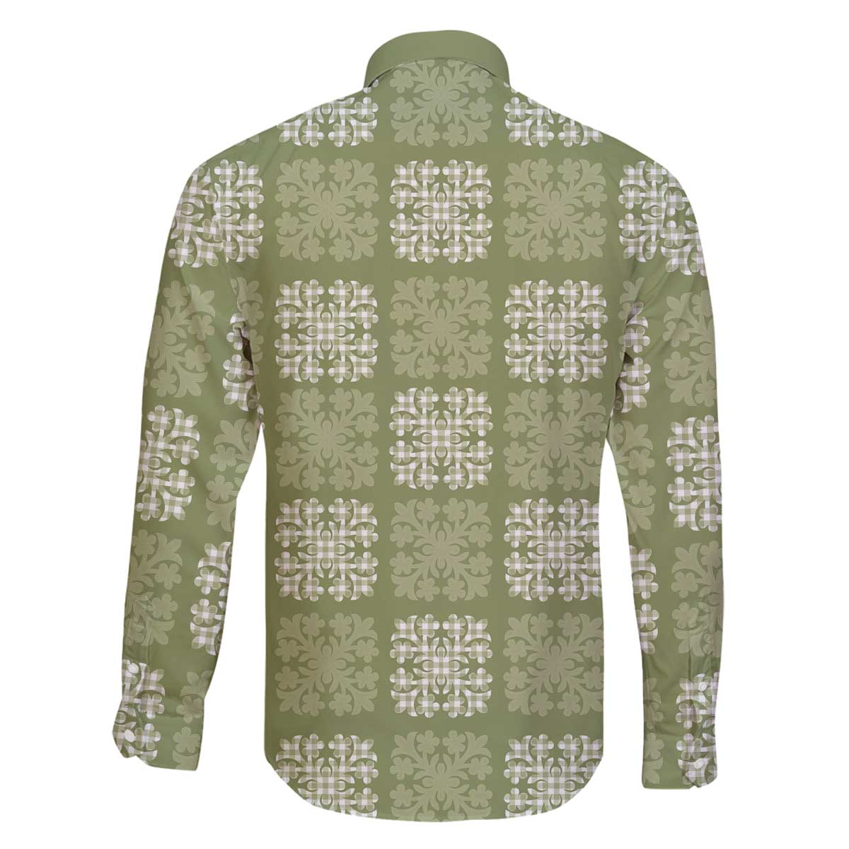 Vesuvian Green Palaka Quilt Hawaii Family Matching Off The Shoulder Long Sleeve Dress and Hawaiian Shirt Traditional Hawaii-plaid Pattern - Polynesian Pride