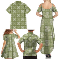 Vesuvian Green Palaka Quilt Hawaii Family Matching Summer Maxi Dress and Hawaiian Shirt Traditional Hawaii-plaid Pattern - Polynesian Pride