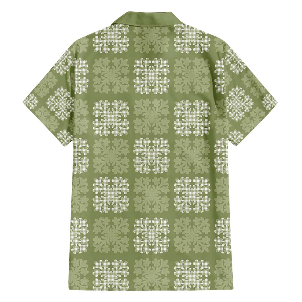 Vesuvian Green Palaka Quilt Hawaii Family Matching Summer Maxi Dress and Hawaiian Shirt Traditional Hawaii-plaid Pattern - Polynesian Pride