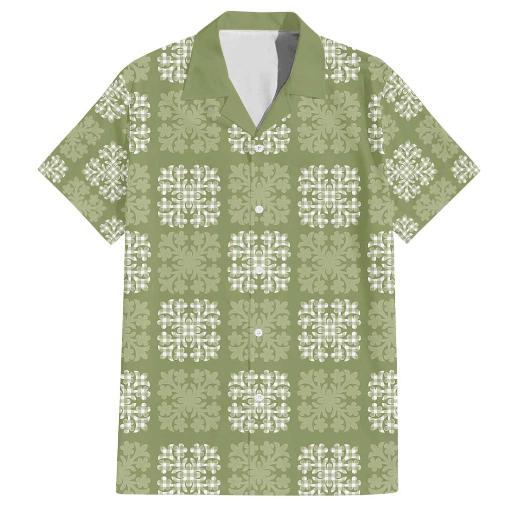 Vesuvian Green Palaka Quilt Hawaii Family Matching Tank Maxi Dress and Hawaiian Shirt Traditional Hawaii-plaid Pattern - Polynesian Pride