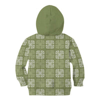 Vesuvian Green Palaka Quilt Hawaii Kid Hoodie Traditional Hawaii-plaid Pattern - Polynesian Pride