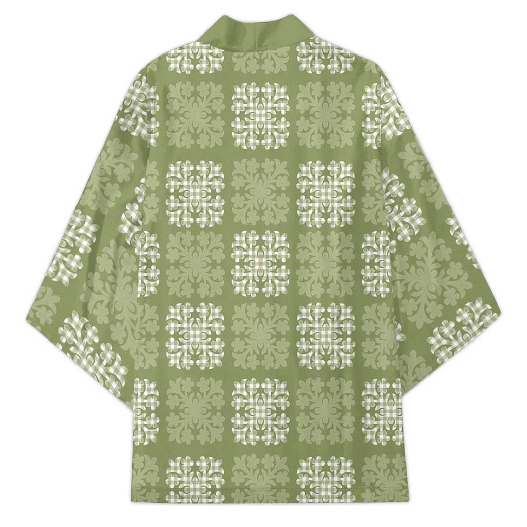 Vesuvian Green Palaka Quilt Hawaii Kimono Traditional Hawaii-plaid Pattern - Polynesian Pride