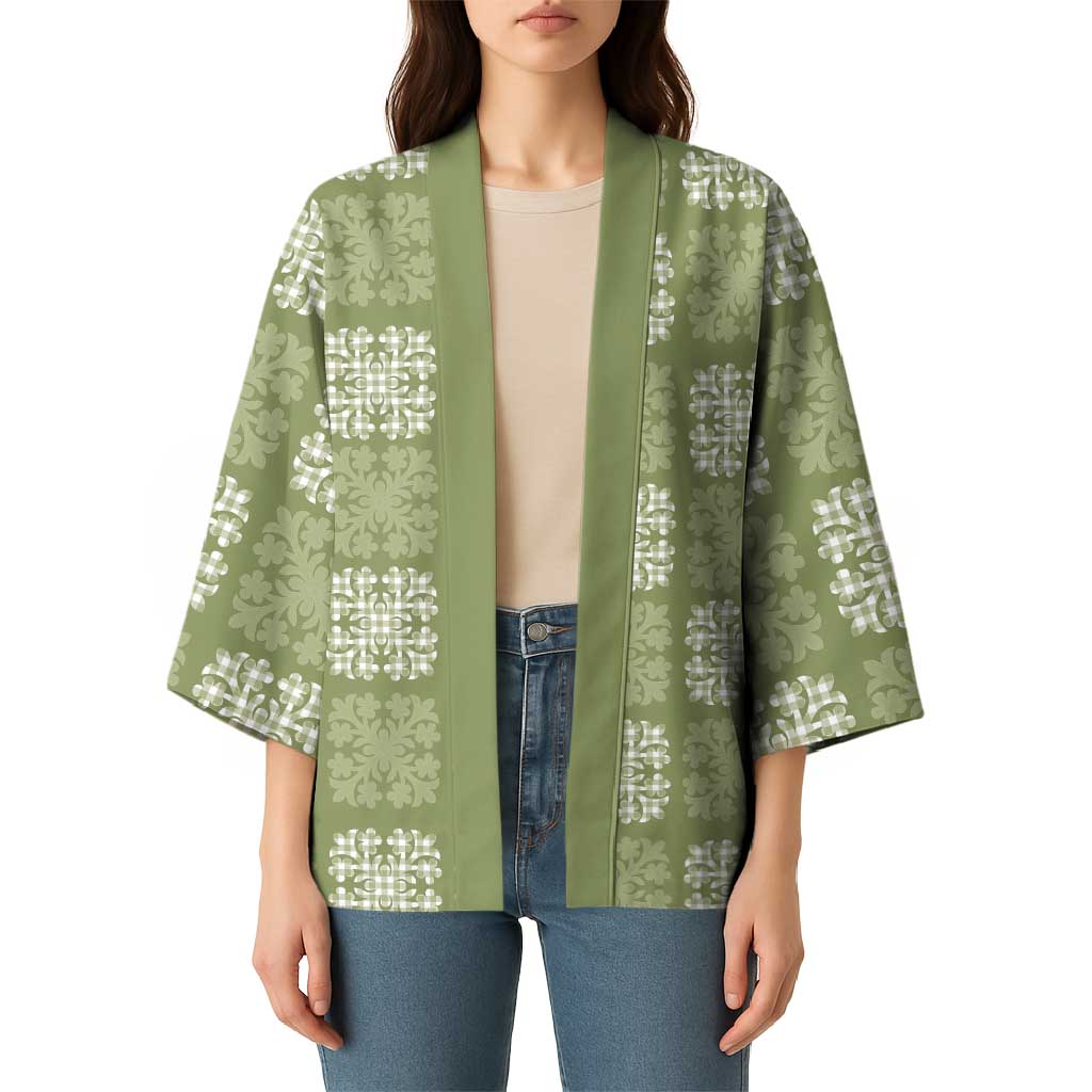 Vesuvian Green Palaka Quilt Hawaii Kimono Traditional Hawaii-plaid Pattern - Polynesian Pride