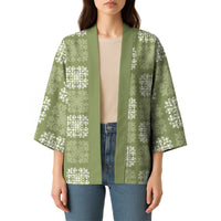 Vesuvian Green Palaka Quilt Hawaii Kimono Traditional Hawaii-plaid Pattern - Polynesian Pride
