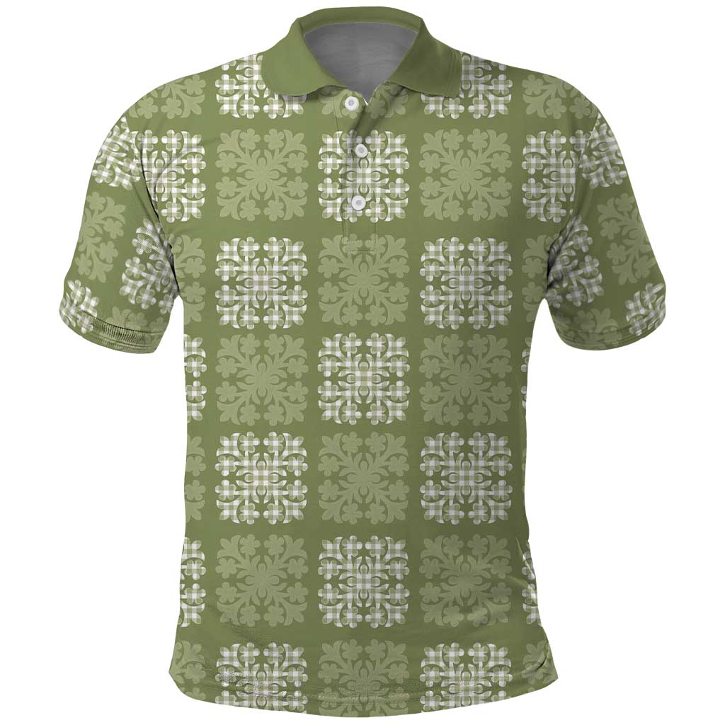 Vesuvian Green Palaka Quilt Hawaii Polo Shirt Traditional Hawaii-plaid Pattern LT14 Vesuvian Green - Polynesian Pride