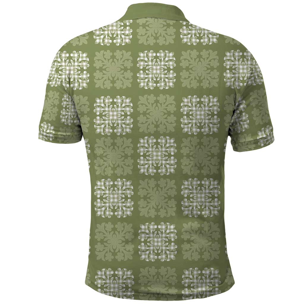 Vesuvian Green Palaka Quilt Hawaii Polo Shirt Traditional Hawaii-plaid Pattern - Polynesian Pride
