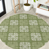 Vesuvian Green Palaka Quilt Hawaii Round Carpet Traditional Hawaii-plaid Pattern - Polynesian Pride