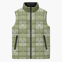 Vesuvian Green Palaka Quilt Hawaii Sleeveless Puffer Jacket Traditional Hawaii-plaid Pattern - Polynesian Pride