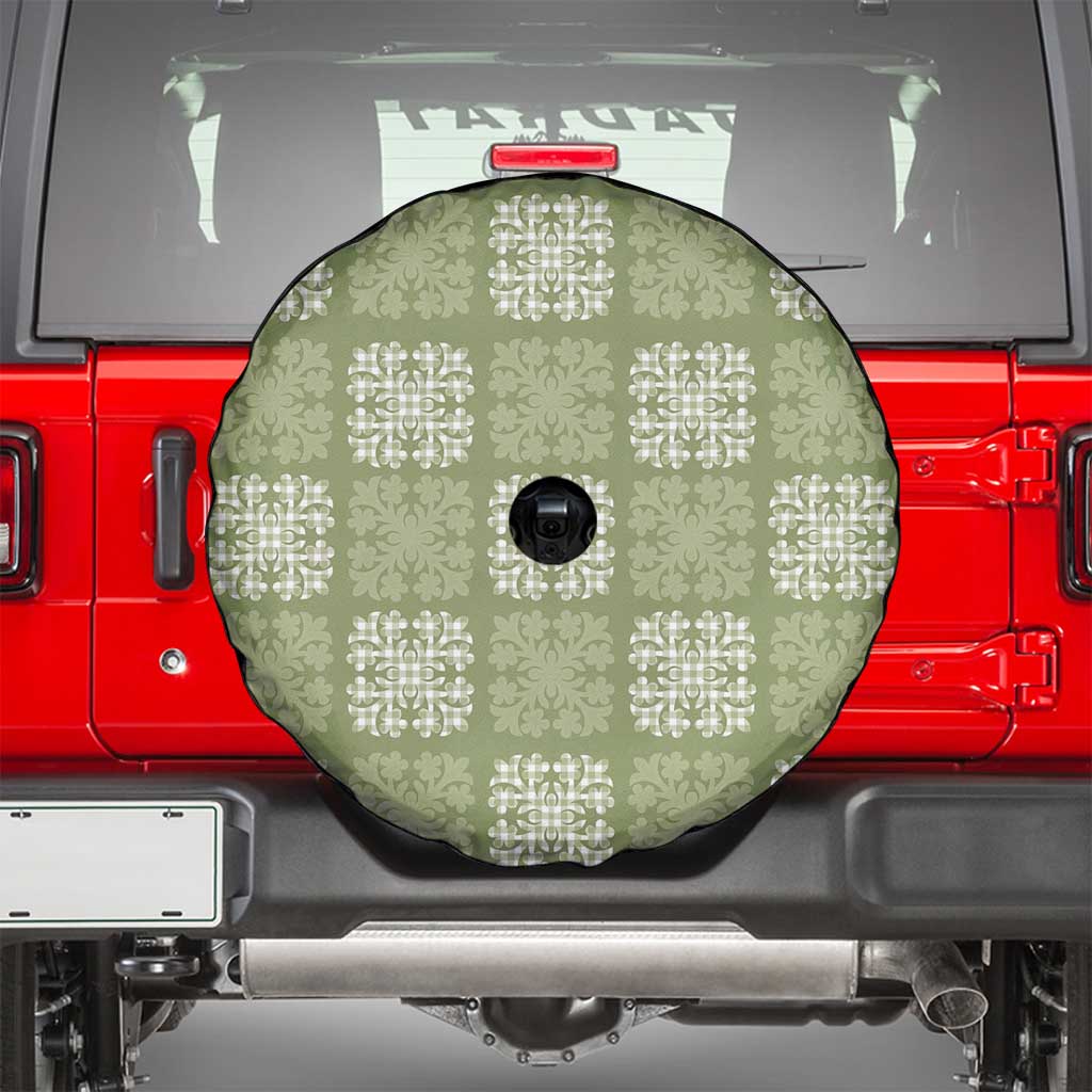 Vesuvian Green Palaka Quilt Hawaii Spare Tire Cover Traditional Hawaii-plaid Pattern - Polynesian Pride