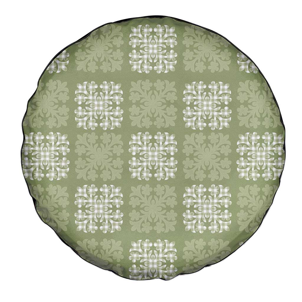 Vesuvian Green Palaka Quilt Hawaii Spare Tire Cover Traditional Hawaii-plaid Pattern - Polynesian Pride