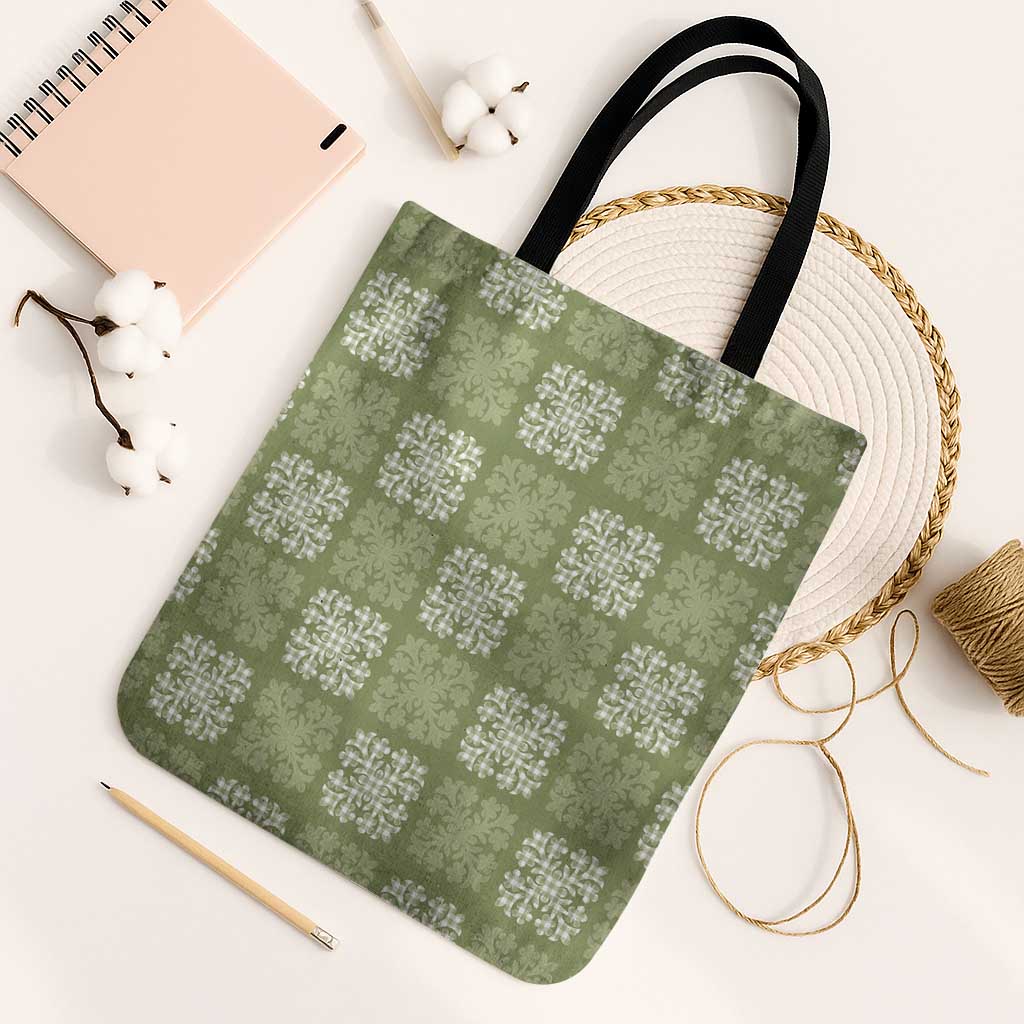 Vesuvian Green Palaka Quilt Hawaii Tote Bag Traditional Hawaii-plaid Pattern - Polynesian Pride