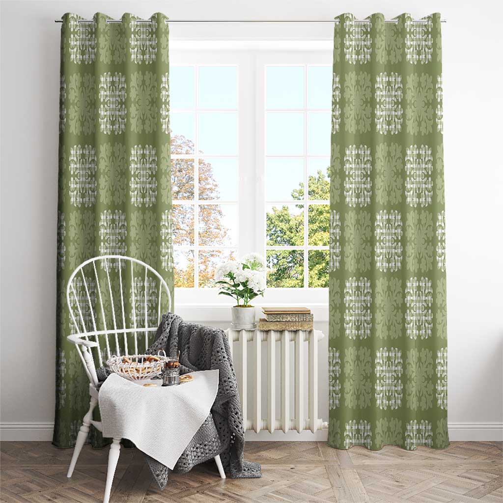 Vesuvian Green Palaka Quilt Hawaii Window Curtain Traditional Hawaii-plaid Pattern - Polynesian Pride