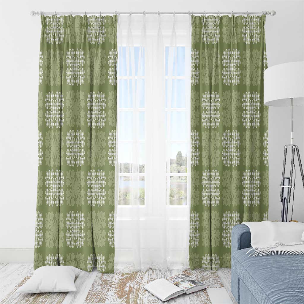 Vesuvian Green Palaka Quilt Hawaii Window Curtain Traditional Hawaii-plaid Pattern - Polynesian Pride