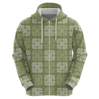 Vesuvian Green Palaka Quilt Hawaii Zip Hoodie Traditional Hawaii-plaid Pattern - Polynesian Pride