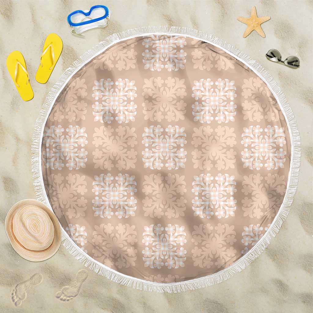 Beige Palaka Quilt Hawaii Beach Blanket Traditional Hawaii-plaid Pattern - Polynesian Pride