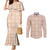 Beige Palaka Quilt Hawaii Couples Matching Mermaid Dress and Long Sleeve Button Shirt Traditional Hawaii-plaid Pattern - Polynesian Pride