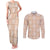 Beige Palaka Quilt Hawaii Couples Matching Tank Maxi Dress and Long Sleeve Button Shirt Traditional Hawaii-plaid Pattern - Polynesian Pride