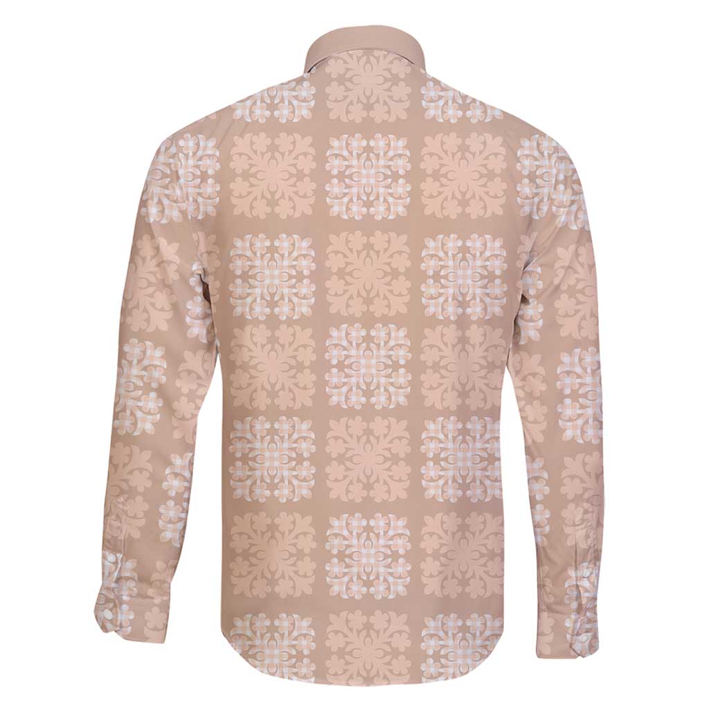 Beige Palaka Quilt Hawaii Family Matching Long Sleeve Bodycon Dress and Hawaiian Shirt Traditional Hawaii-plaid Pattern LT14 - Polynesian Pride