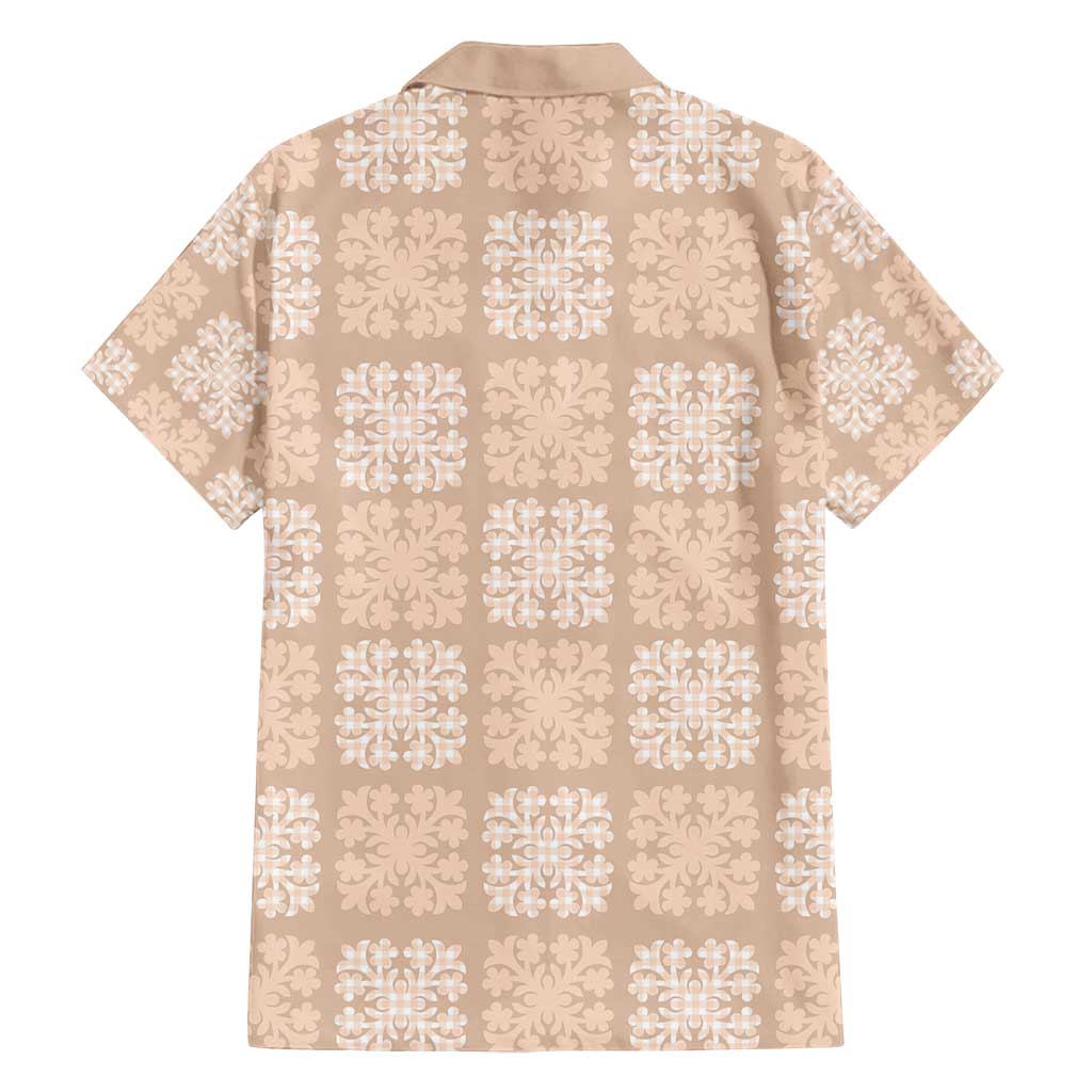 Beige Palaka Quilt Hawaii Family Matching Puletasi and Hawaiian Shirt Traditional Hawaii-plaid Pattern - Polynesian Pride