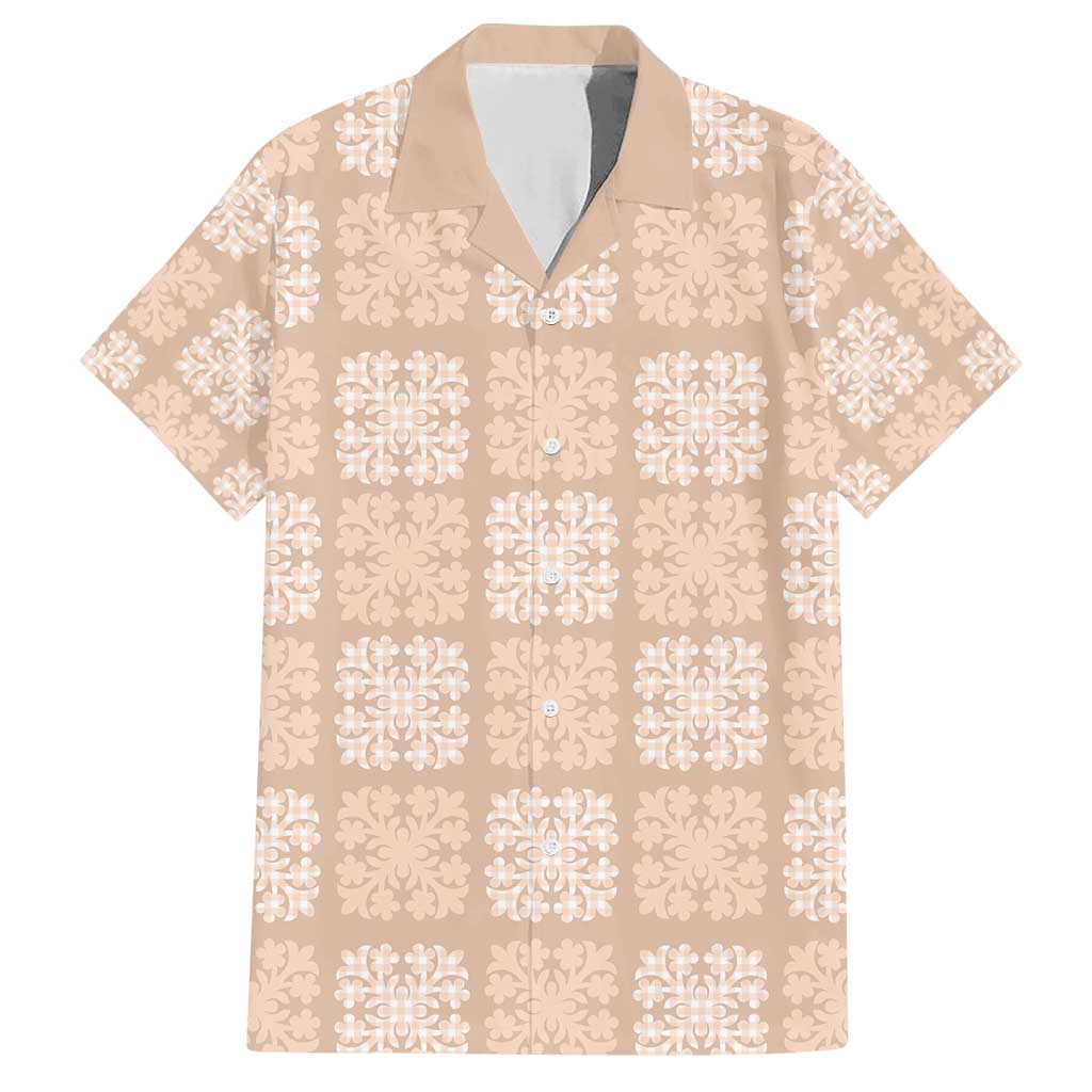 Beige Palaka Quilt Hawaii Family Matching Short Sleeve Bodycon Dress and Hawaiian Shirt Traditional Hawaii-plaid Pattern LT14 Dad's Shirt - Short Sleeve Beige - Polynesian Pride