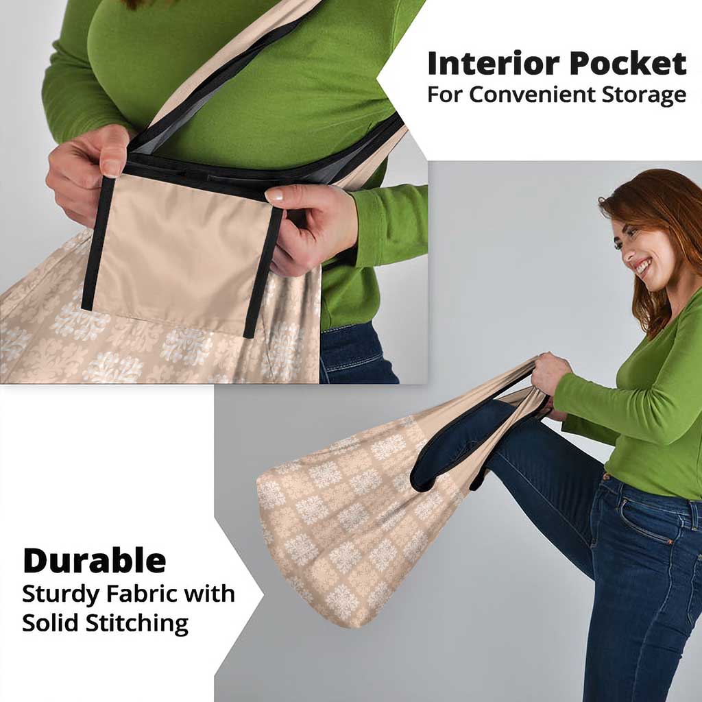 Beige Palaka Quilt Hawaii Grocery Bag Traditional Hawaii-plaid Pattern - Polynesian Pride