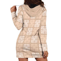 Beige Palaka Quilt Hawaii Hoodie Dress Traditional Hawaii-plaid Pattern - Polynesian Pride