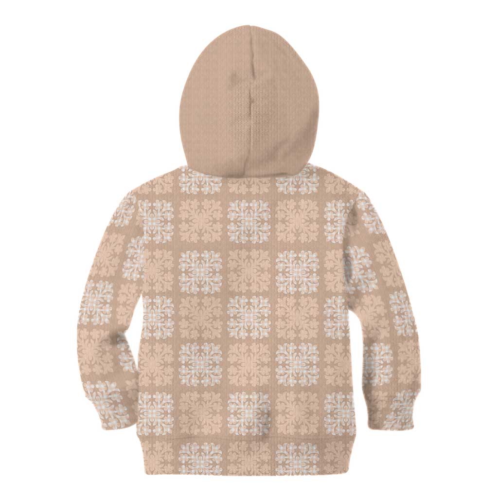 Beige Palaka Quilt Hawaii Kid Hoodie Traditional Hawaii-plaid Pattern - Polynesian Pride