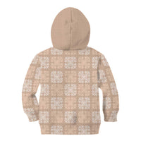 Beige Palaka Quilt Hawaii Kid Hoodie Traditional Hawaii-plaid Pattern - Polynesian Pride