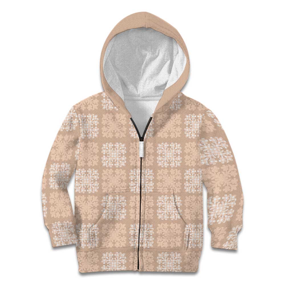 Beige Palaka Quilt Hawaii Kid Hoodie Traditional Hawaii-plaid Pattern - Polynesian Pride