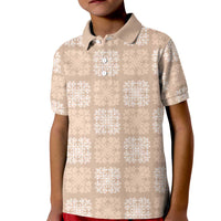 Beige Palaka Quilt Hawaii Kid Polo Shirt Traditional Hawaii-plaid Pattern - Polynesian Pride
