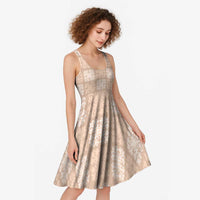 Beige Palaka Quilt Hawaii Midi Dress Traditional Hawaii-plaid Pattern - Polynesian Pride