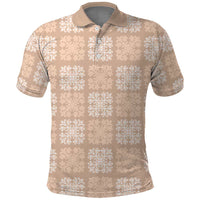 Beige Palaka Quilt Hawaii Polo Shirt Traditional Hawaii-plaid Pattern - Polynesian Pride