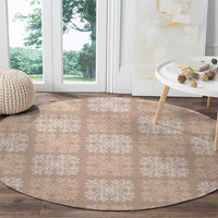 Beige Palaka Quilt Hawaii Round Carpet Traditional Hawaii-plaid Pattern - Polynesian Pride