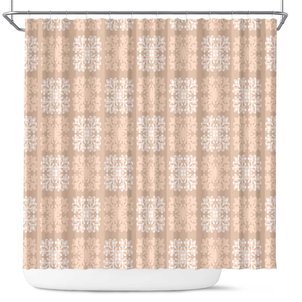 Beige Palaka Quilt Hawaii Shower Curtain Traditional Hawaii-plaid Pattern - Polynesian Pride