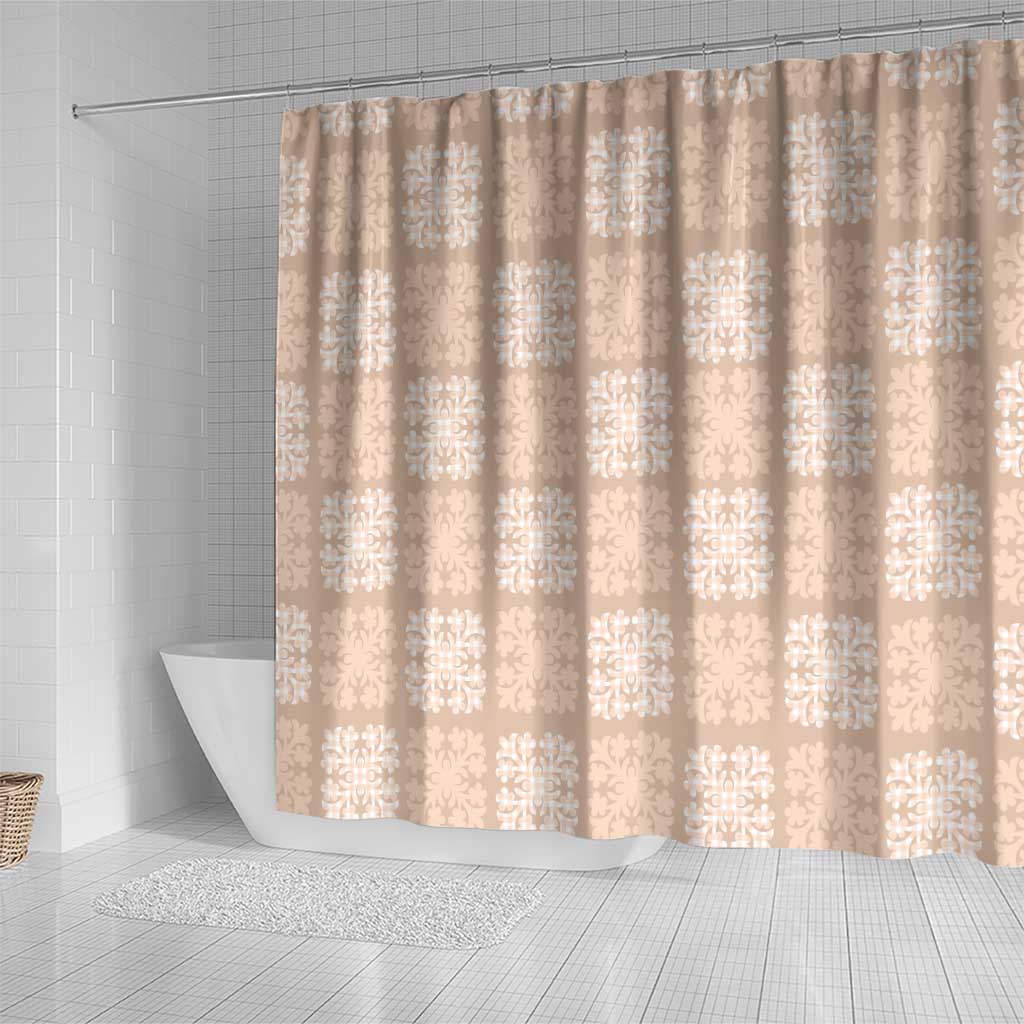 Beige Palaka Quilt Hawaii Shower Curtain Traditional Hawaii-plaid Pattern - Polynesian Pride