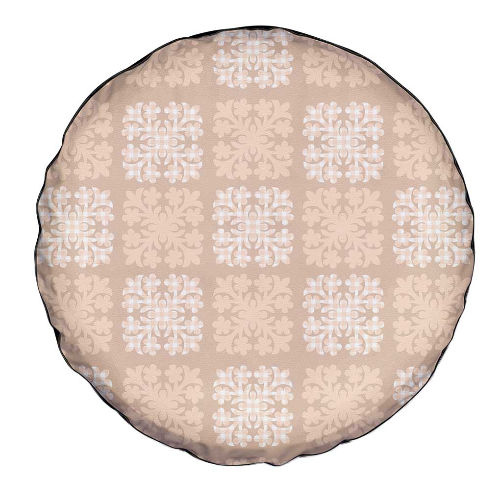 Beige Palaka Quilt Hawaii Spare Tire Cover Traditional Hawaii-plaid Pattern - Polynesian Pride