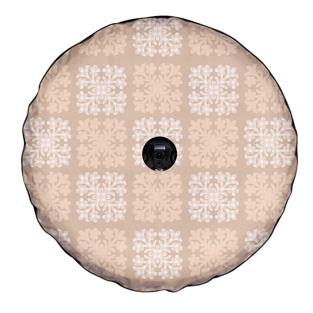 Beige Palaka Quilt Hawaii Spare Tire Cover Traditional Hawaii-plaid Pattern - Polynesian Pride