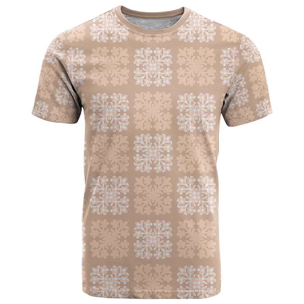 Beige Palaka Quilt Hawaii T Shirt Traditional Hawaii-plaid Pattern - Polynesian Pride
