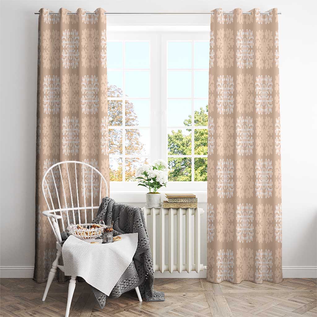 Beige Palaka Quilt Hawaii Window Curtain Traditional Hawaii-plaid Pattern - Polynesian Pride