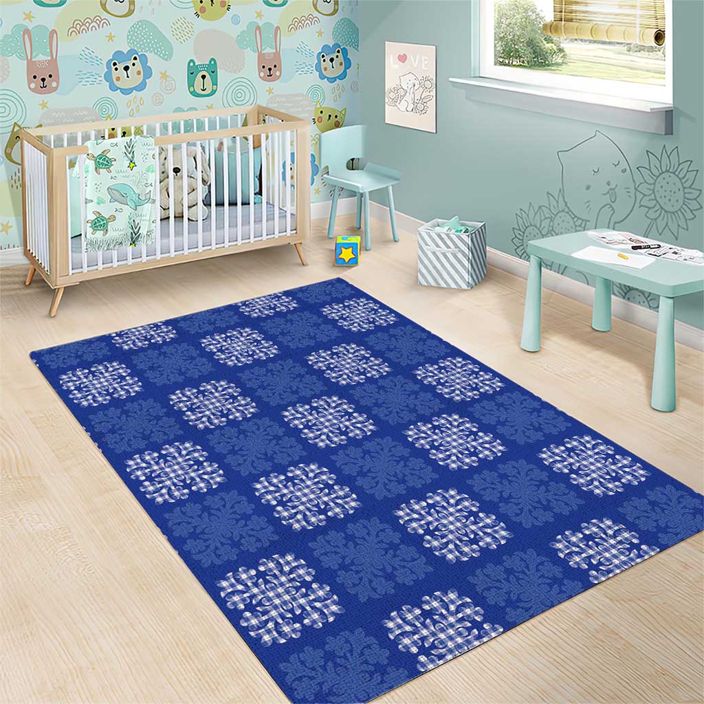 Royal Blue Palaka Quilt Hawaii Area Rug Traditional Hawaii-plaid Pattern - Polynesian Pride