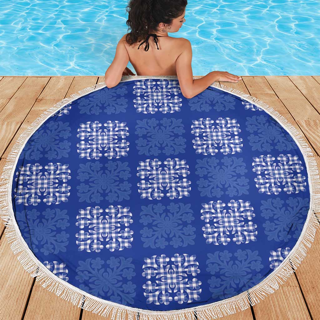 Royal Blue Palaka Quilt Hawaii Beach Blanket Traditional Hawaii-plaid Pattern - Polynesian Pride