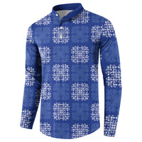 Royal Blue Palaka Quilt Hawaii Button Sweatshirt Traditional Hawaii-plaid Pattern - Polynesian Pride