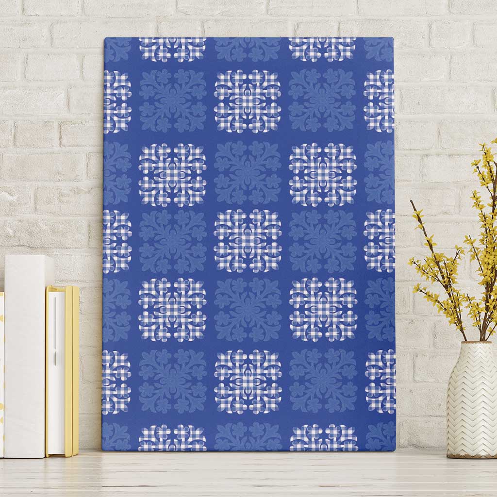 Royal Blue Palaka Quilt Hawaii Canvas Wall Art Traditional Hawaii-plaid Pattern - Polynesian Pride