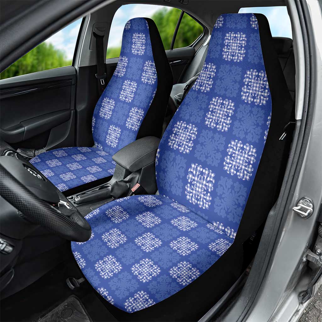 Royal Blue Palaka Quilt Hawaii Car Seat Cover Traditional Hawaii-plaid Pattern - Polynesian Pride